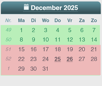kalender dec